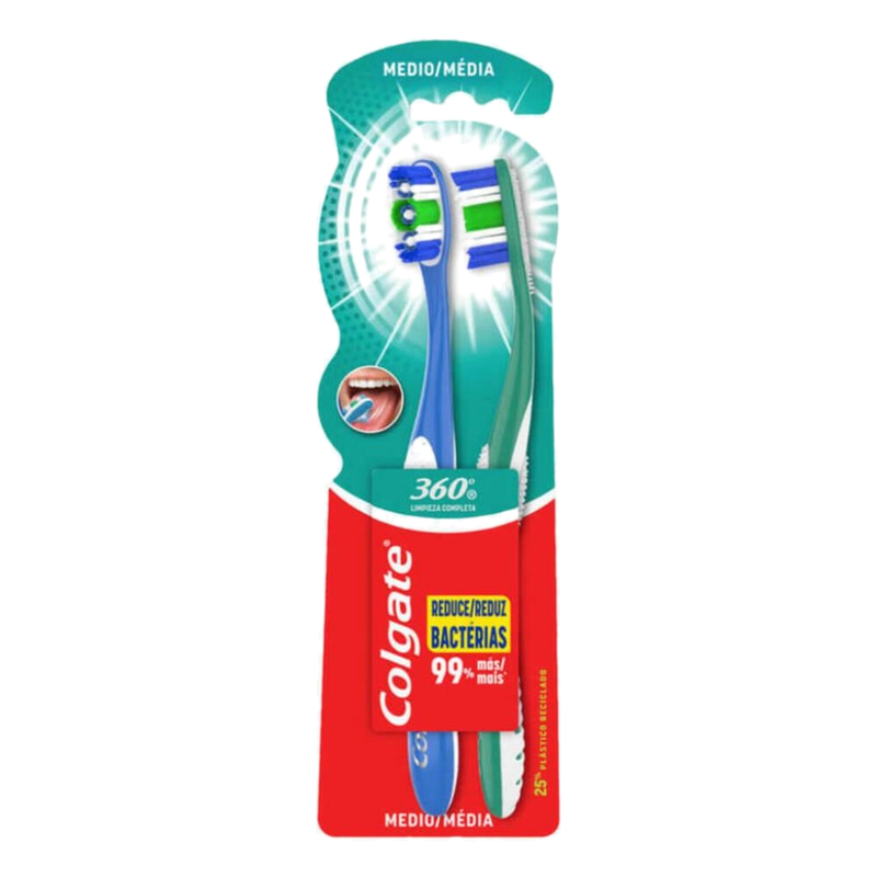 Cepillo Dental Colgate 360° Medio 2x1