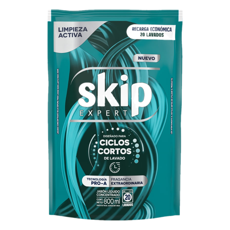 Jabón Líquido Skip Expert Ciclos Cortos Fragancia Extraordinaria Doypack 800 Ml