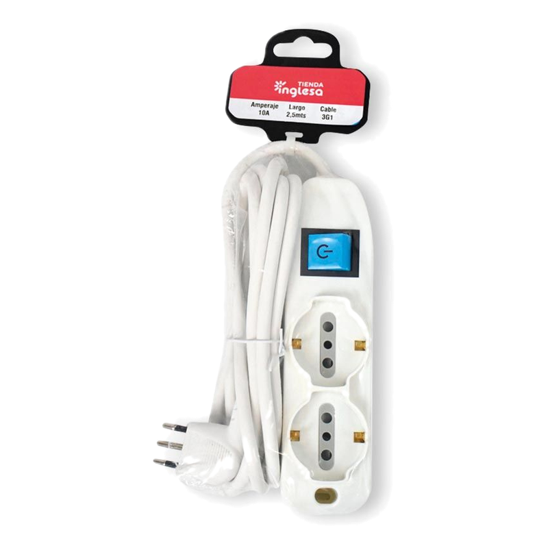 Zapatilla Con 2 Tomas Schuko Y 4 Modulares Con Llave 3 Mt