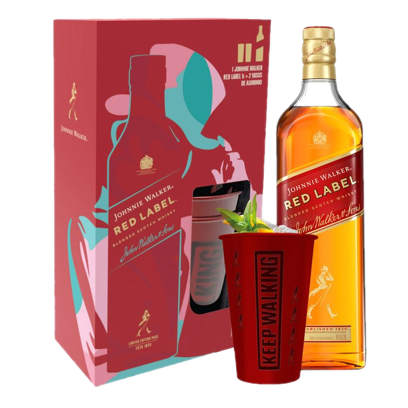 Whisky Escocés Johnnie Walker Rojo Bt. 1 L + Vasos