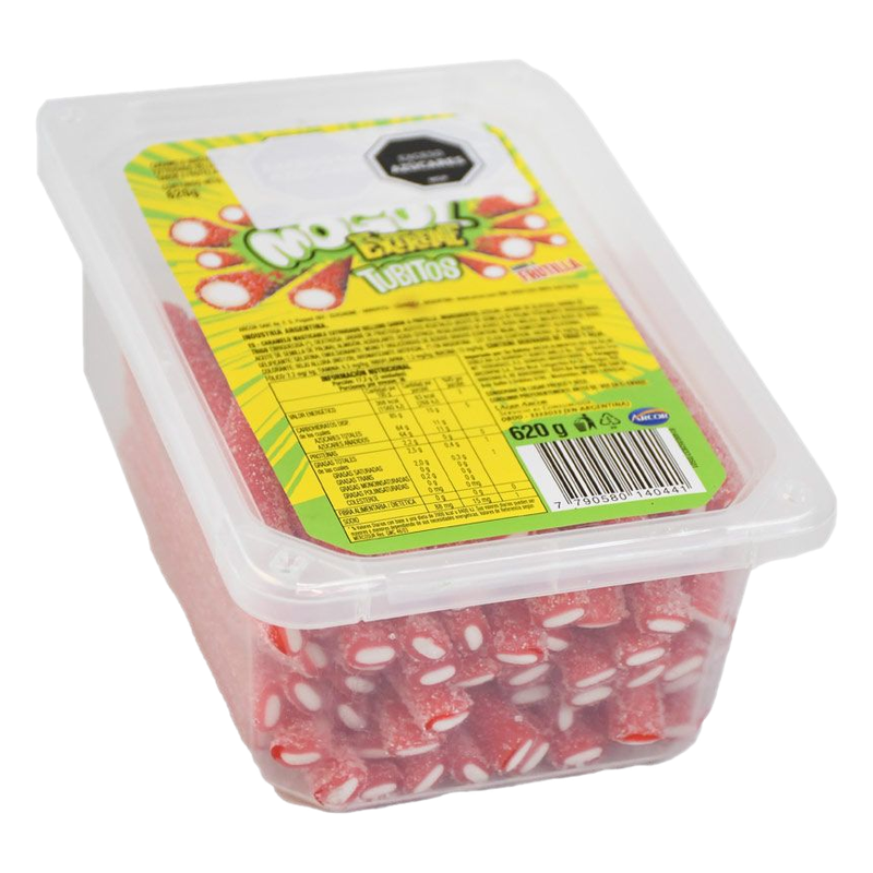 Tubitos Mogul Extreme Sabor Frutilla 620 G