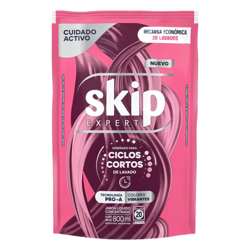 Jabón Líquido Skip Expert Ciclos Cortos Colores Vibrantes Doypack 800 Ml
