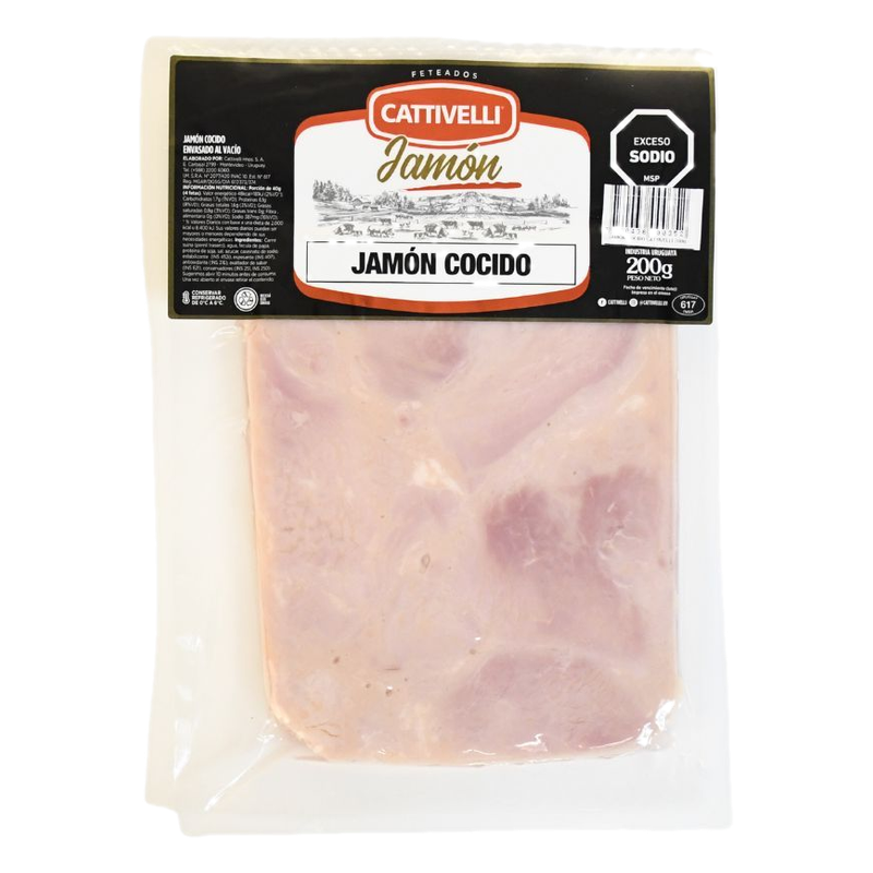 Jamón Cocido Cattivelli Envasado Al Vacío 200 G