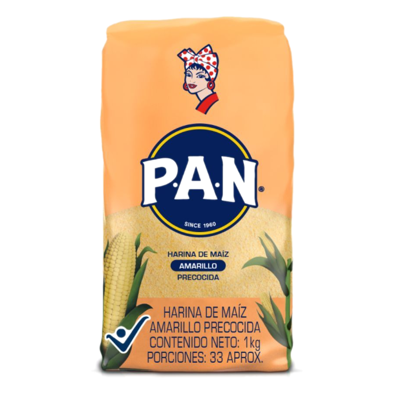 Harina De Maíz Precocida P.a.n Amarilla Con Gluten 1 Kg