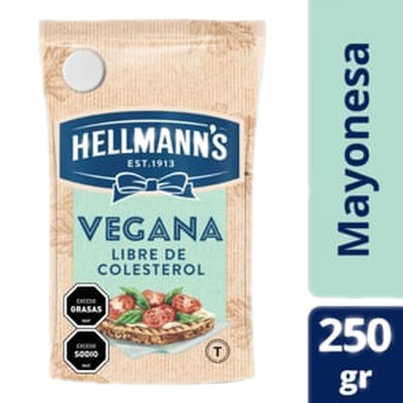 Mayonesa Hellmanns Regular Para Veganos Sin Tacc Doy Pack 250 G
