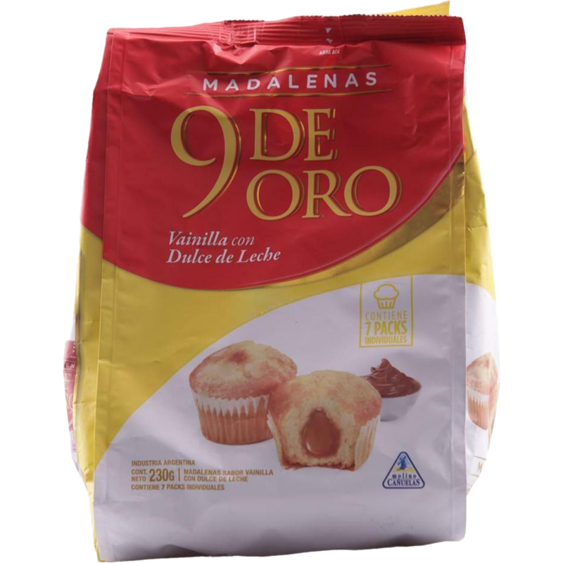 Magdalenas 9 De Oro Vainilla Relleno Dulce De Leche 230 G