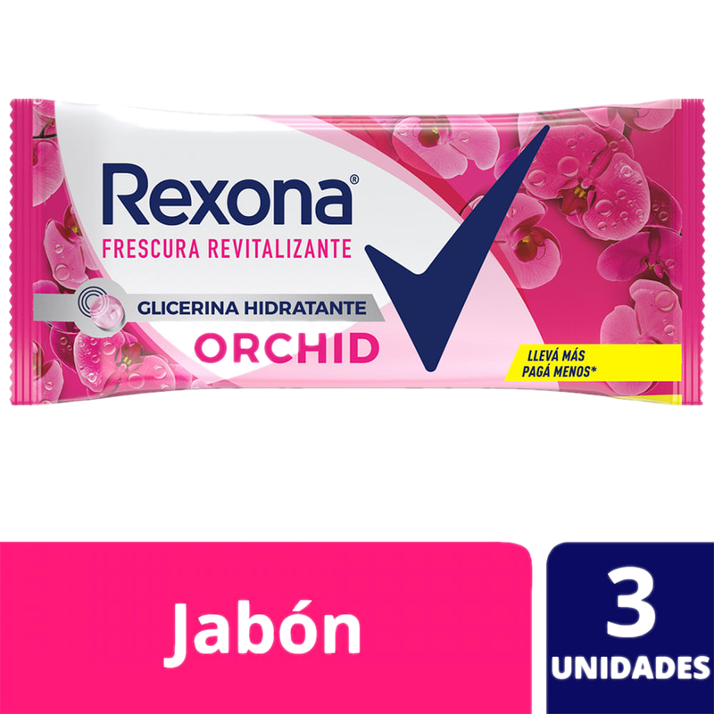 Jabón De Tocador Rexona Orchid Fresh En Barra 125 G Pack 3 Unidades