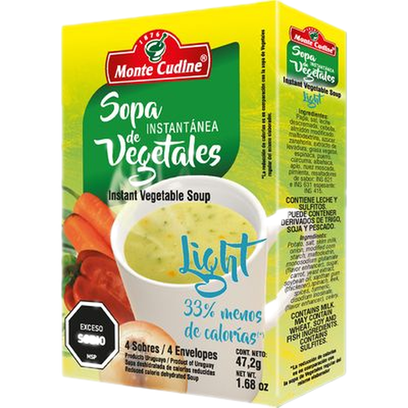 Sopa Instantánea Monte Cudine De Vegetales Light 4 Unidades