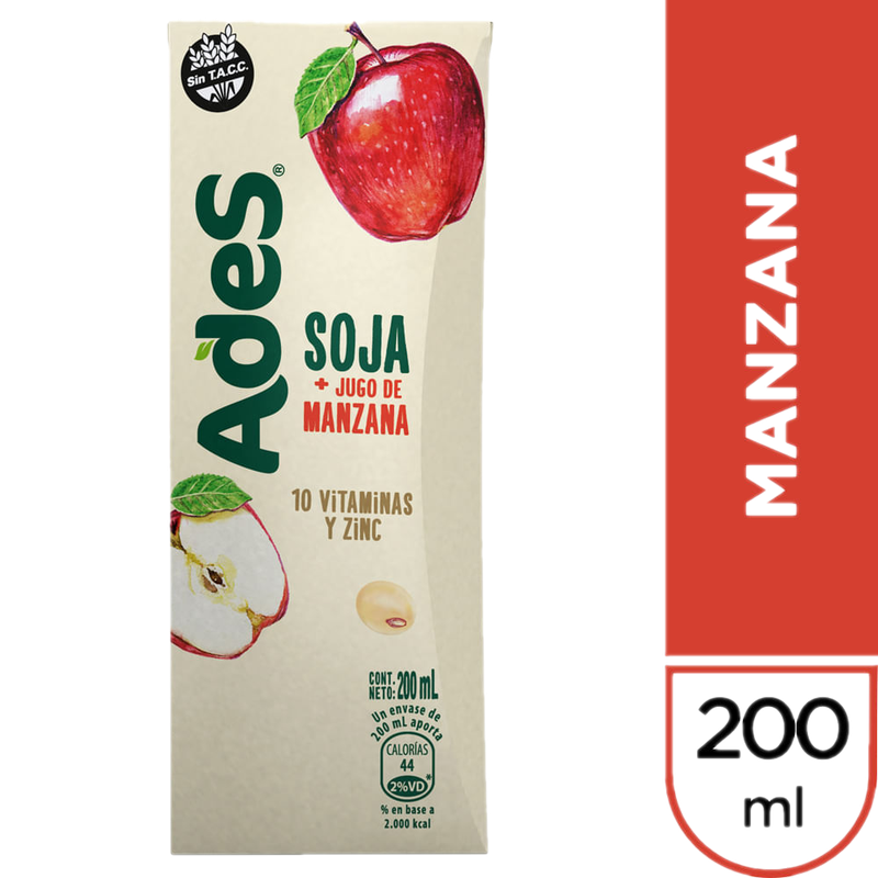 Jugo A Base De Soja Ades Manzana 200 Ml