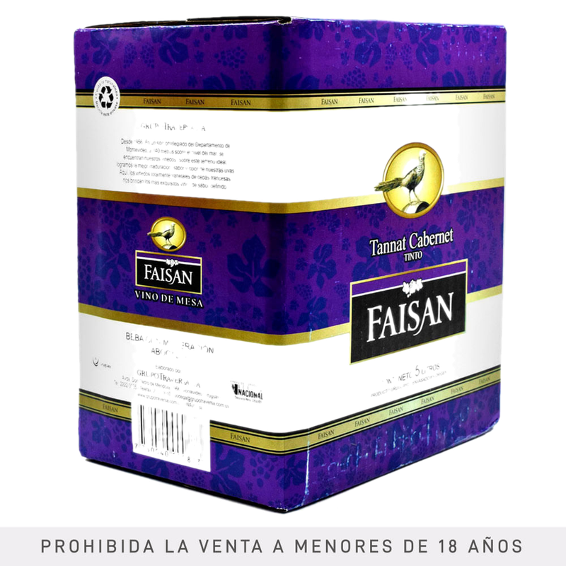 Vino Bag In Box Tinto Tannat Caberne Faisan 5 L