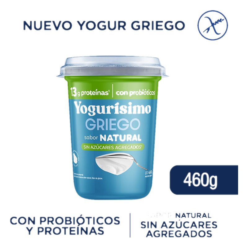Yogur Griego Yogurísimo Natural Sin Azúcar 460 G