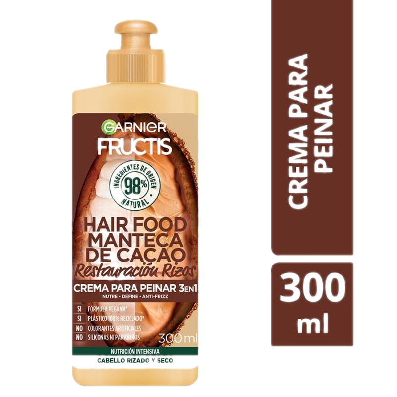 Crema Para Peinar Fructis Hair Food Manteca De Cacao 300 Ml