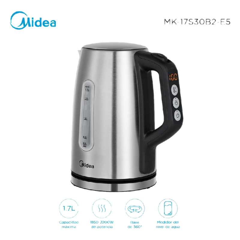 Jarra Eléctrica Inoxidable Midea Mk-17s30b2/5 1.7 L