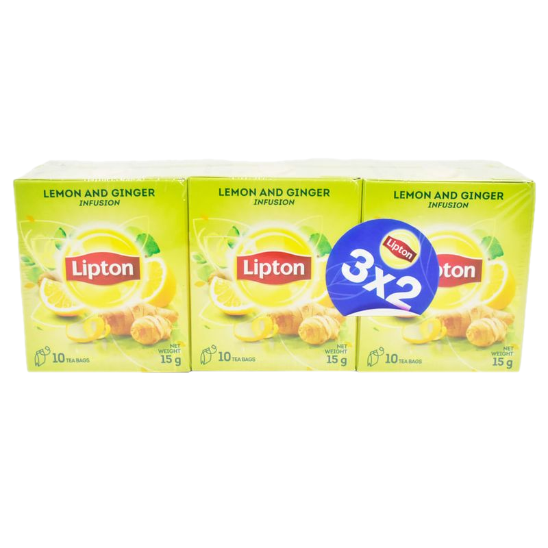 Pack 3 X 2 Té Lipton Infusión Limón Y Jengibre 10 Sobres