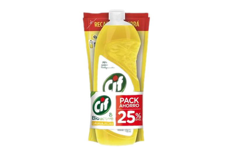 Detergente Cif Bioactive Limón 500 Ml + Doypack 450 Ml