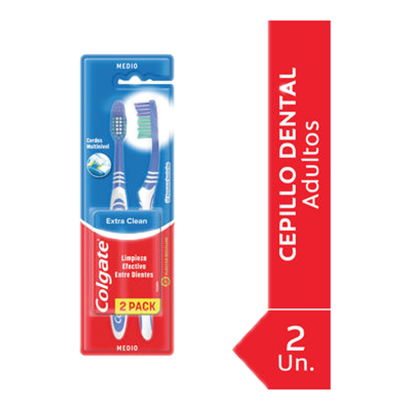 Cepillo De Dientes Colgate Extra Clean 2 Unidades