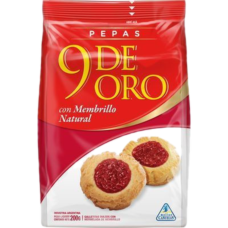 Galletitas 9 De Oro Pepas Con Membrillo Natural 200 G