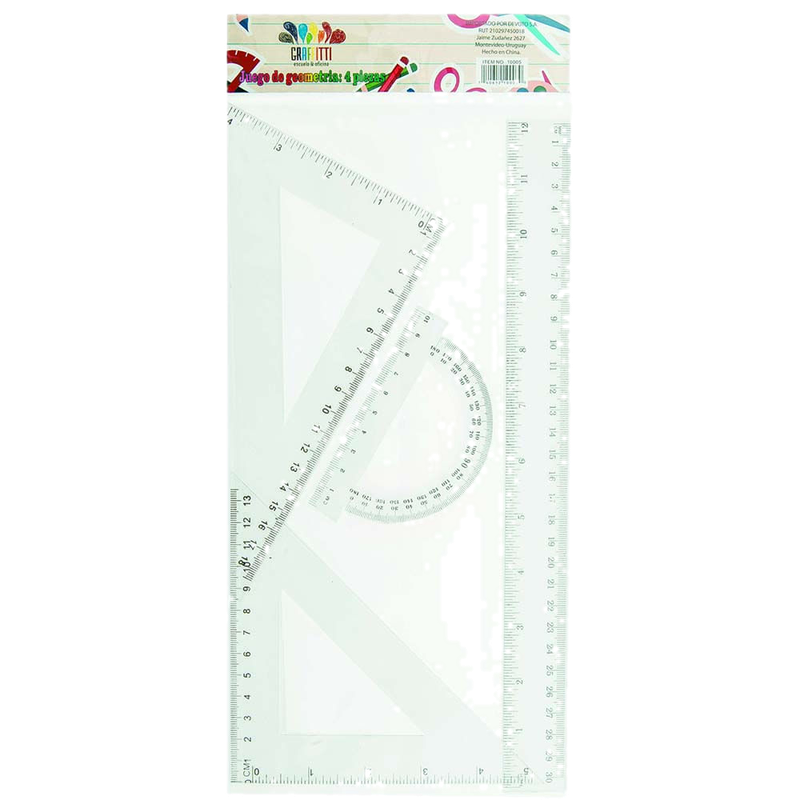 Juego De Geometria X 4 Piezas Con Regla De 30 Cm