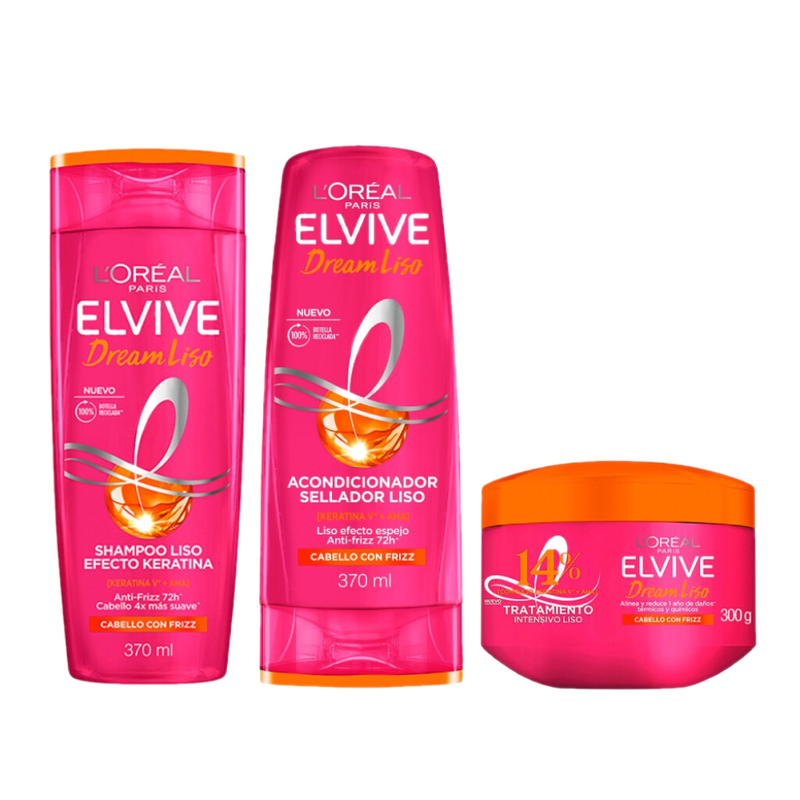 Pack Elvive Dream Liso - Shampoo 370 + Acondicionador 370 + Mascarilla Capilar