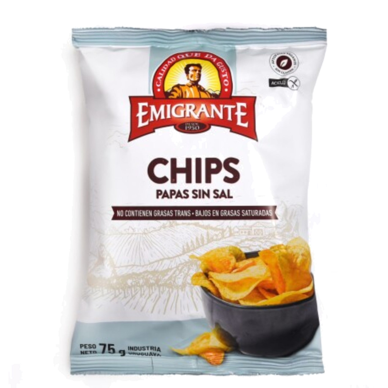 Chips De Papa Sin Sal Emigrante 75 G