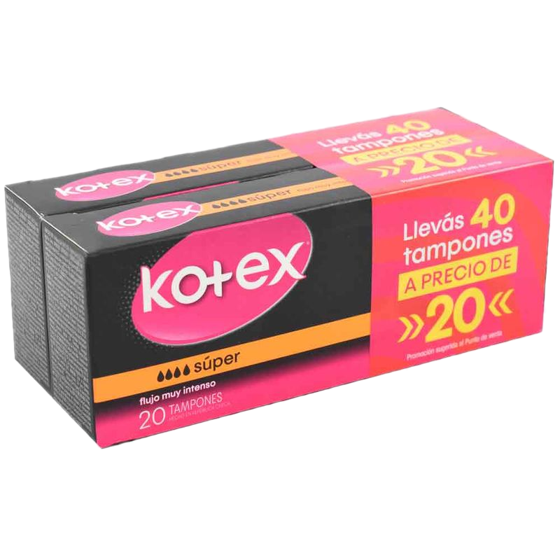 Pack 2x1 Tampones Kotex Super 40 Unidades