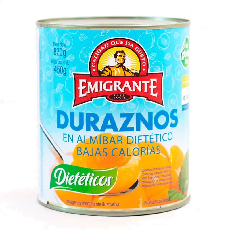 Duraznos Almíbar Emigrante Bajas Calorías 800 G