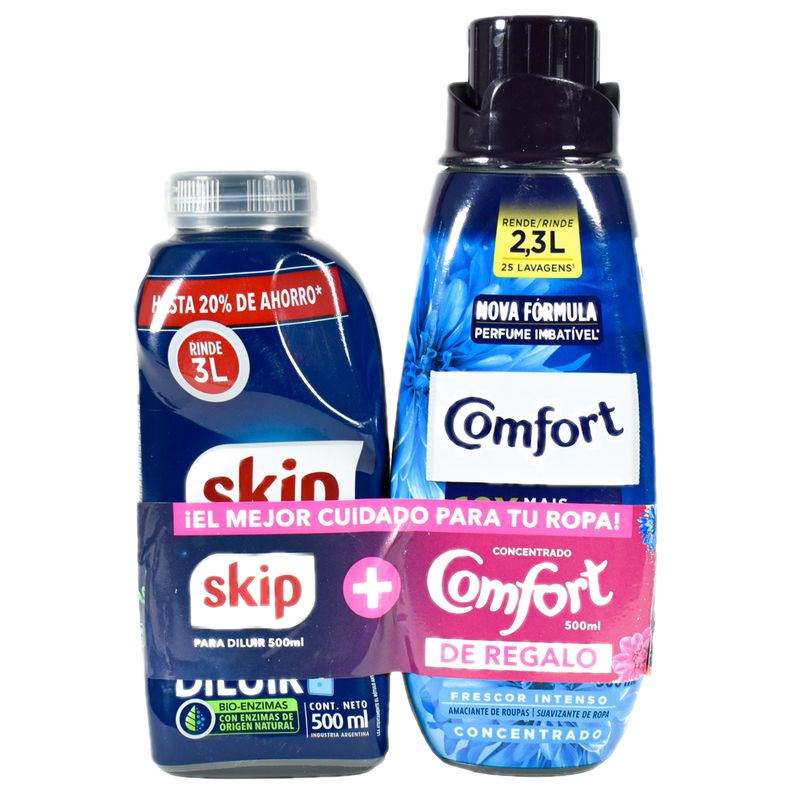 Pack Detergente Liquido Skip 500 Ml Suavizante Comfort