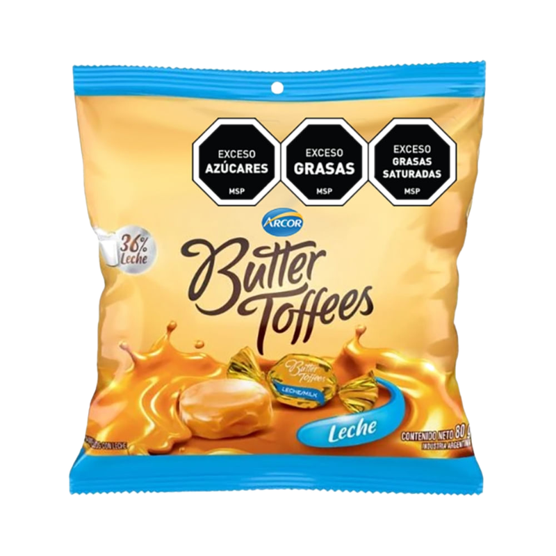 Caramelos Arcor Butter Toffees Dulce De Leche 80 G