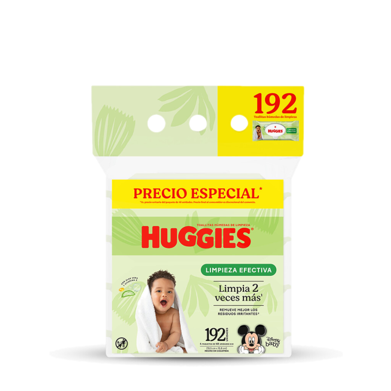 Toallitas Húmedas Para Bebé Huggies Limpieza Efectiva 192 Unidades