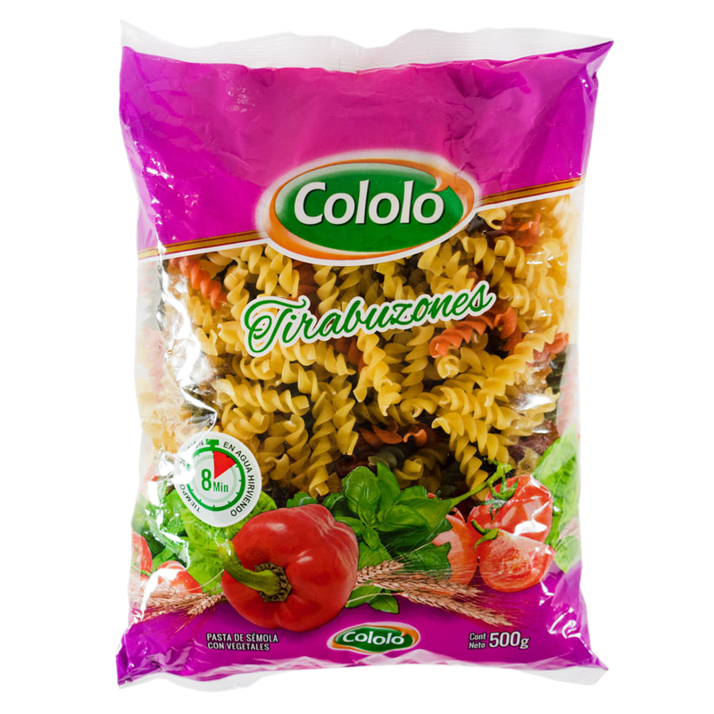 Fideos Tirabuzon Con Vegetales Cololó 500 G