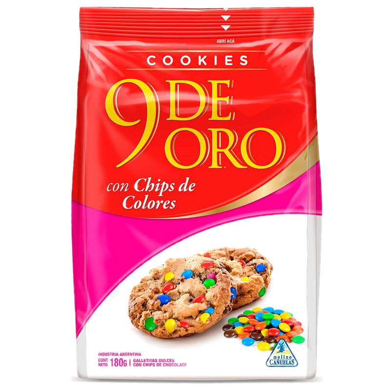 Galletitas Cookies 9 De Oro Chips Colores 120 G