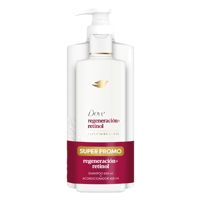 Shampo Dove Regeneración + Retinol 650 Ml + Acondicionador 400 Ml