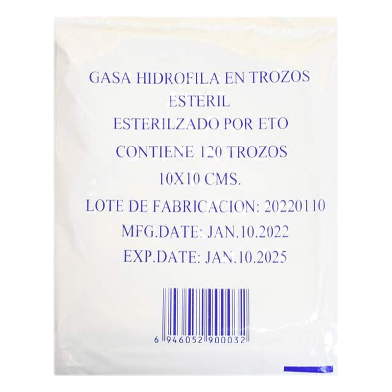 Gasa Cortada 10 X 10 Cm X 120 Trozos