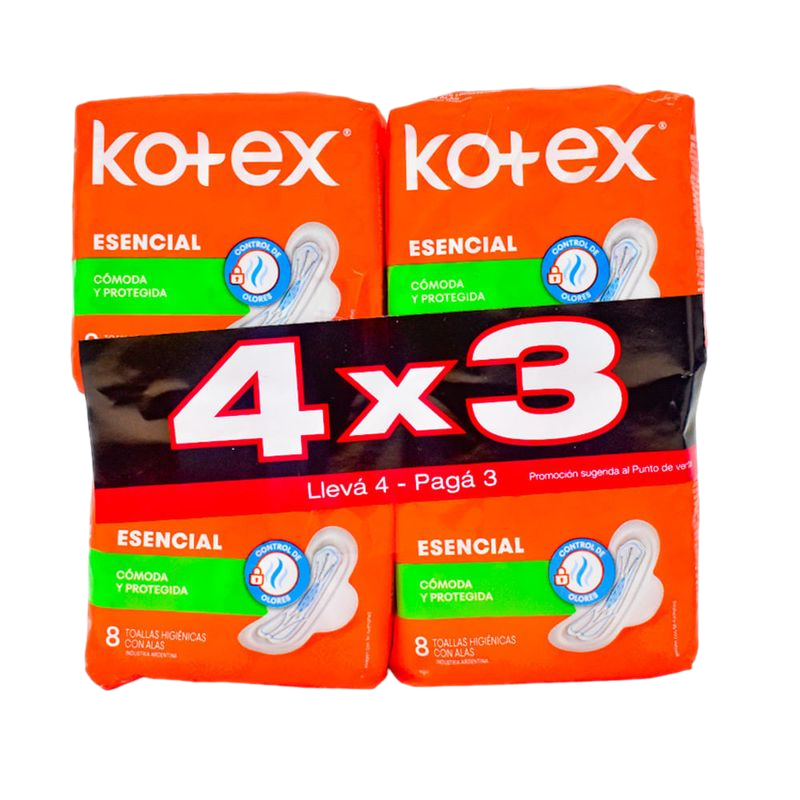 Toalla Femenina Kotex Con A Esencial 32 Unidades