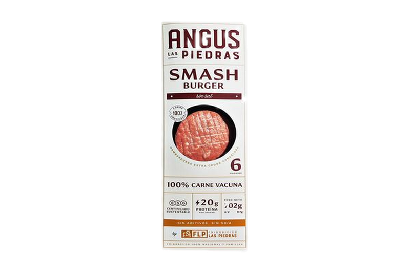 Hamburguesa Angus Las Piedras Smash Burger Sin Sal (6 Unidades) 702 G