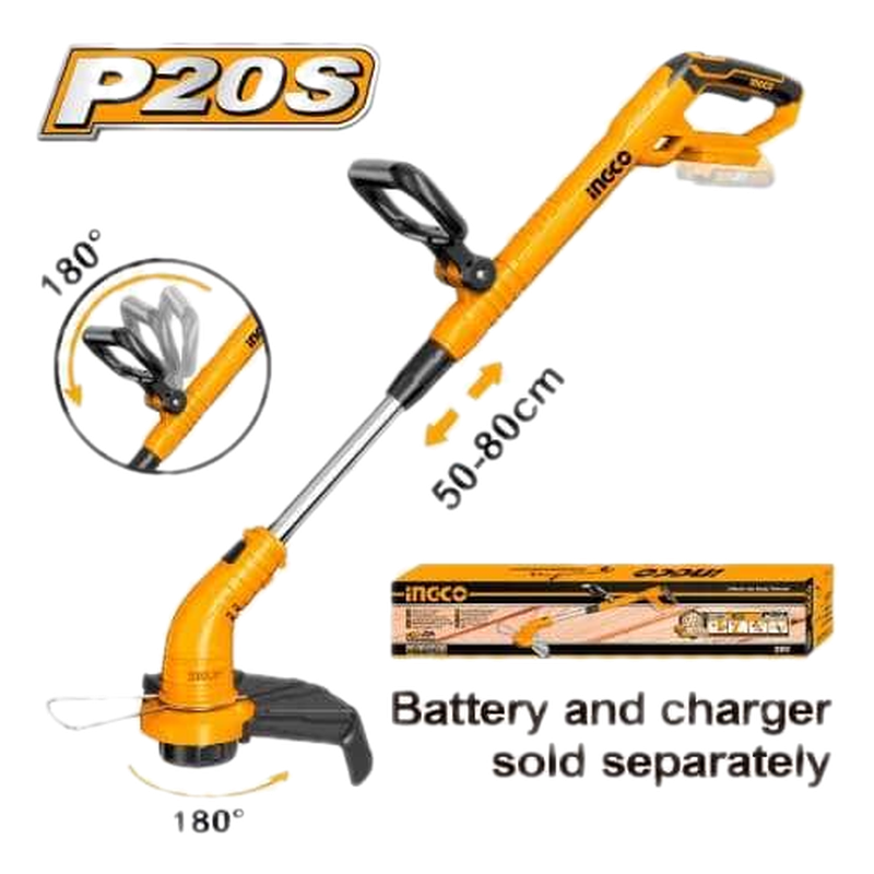 Bordeadora A Bateria P20s Extensible C Mango Regulable 20v Ingco Cgtli20018