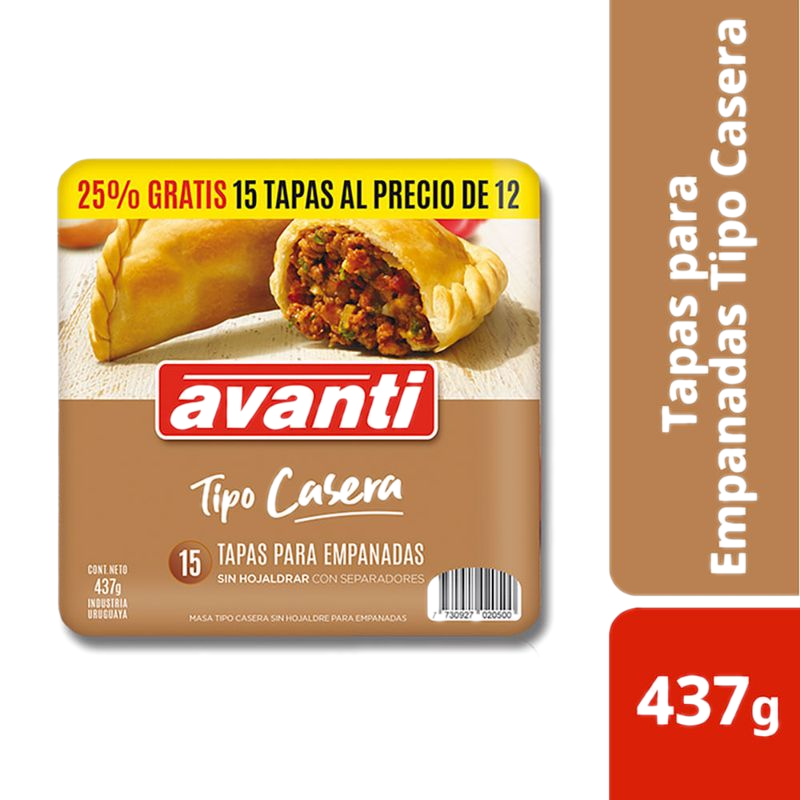 Tapa Empanadas Avanti Caseras 15 Unidades 437 G