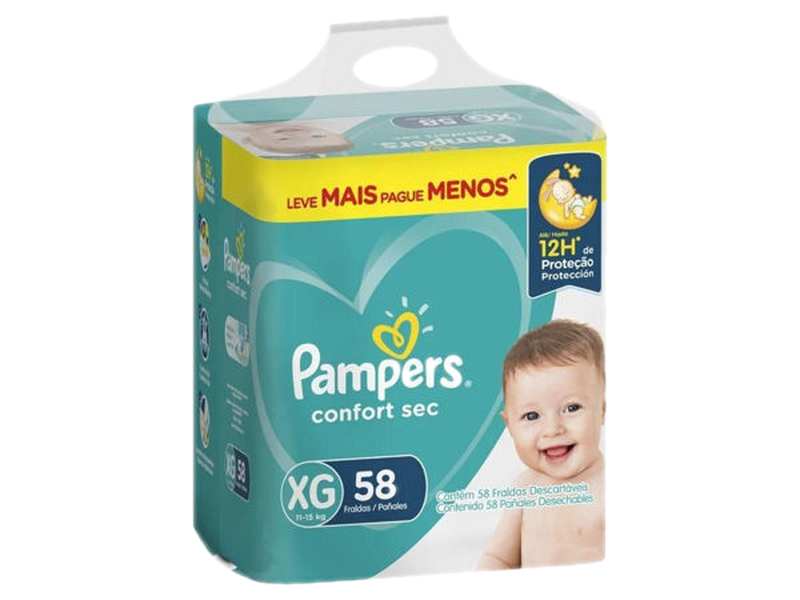 Pampers Confort Sec Paqueton Xg 58 Unidades