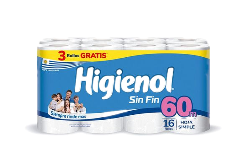Papel Higiénico Higienol Sin Fin 16 Rollos 60 M