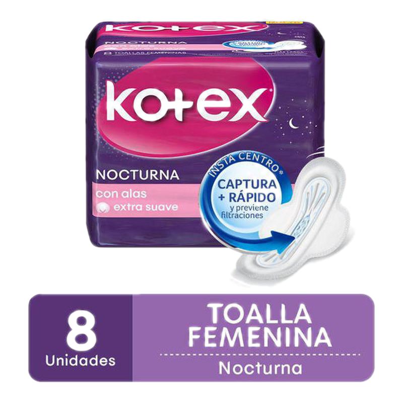 Kotex Toalla Nocturna 8 Unidades