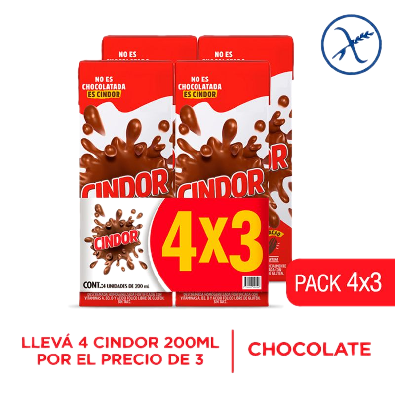 Leche Chocolatada Cindor Pack 4 X 3