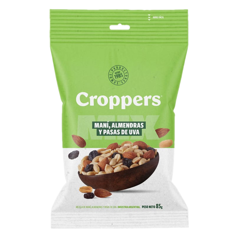 Mix Maní Con Almendras Y Pasas Croppers 85 G