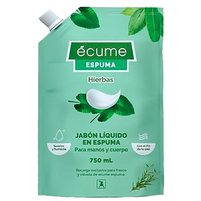 Jabón Líquido En Espuma Ecume Hiervas 750 Ml Repuesto
