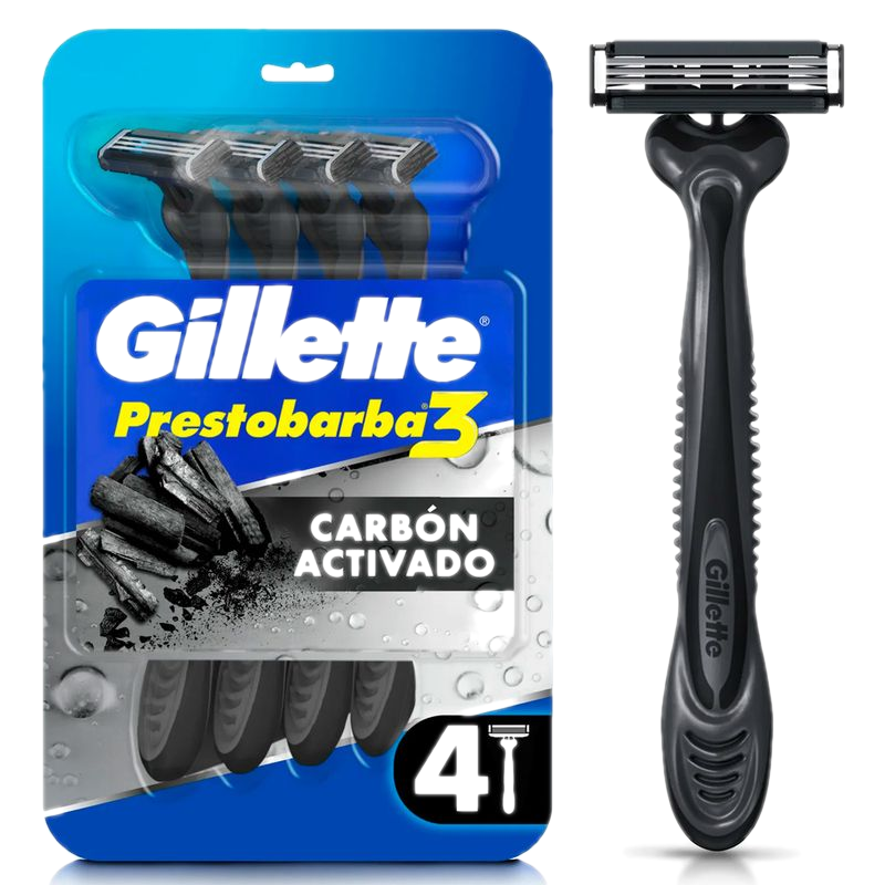 Máquina Prestobarba 3 Hombre Carbón 4 Unidades