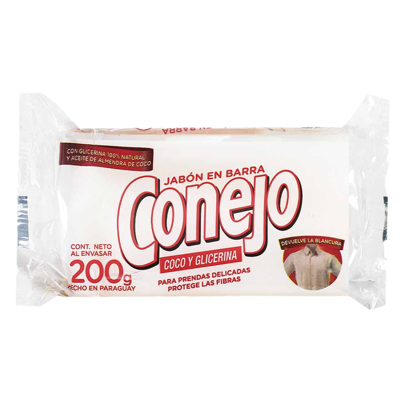 Jabón En Barra Coco Y Glicerina Conejo 200 G