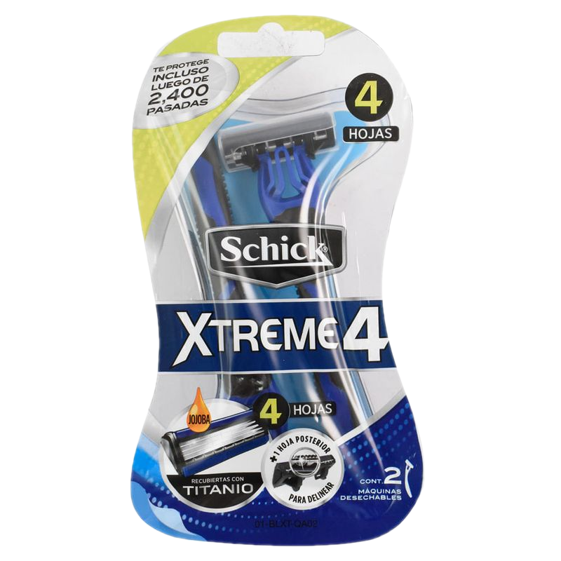 Maquina De Afeitar Schick Xtreme 4 Hojas Blister 2 Unidades