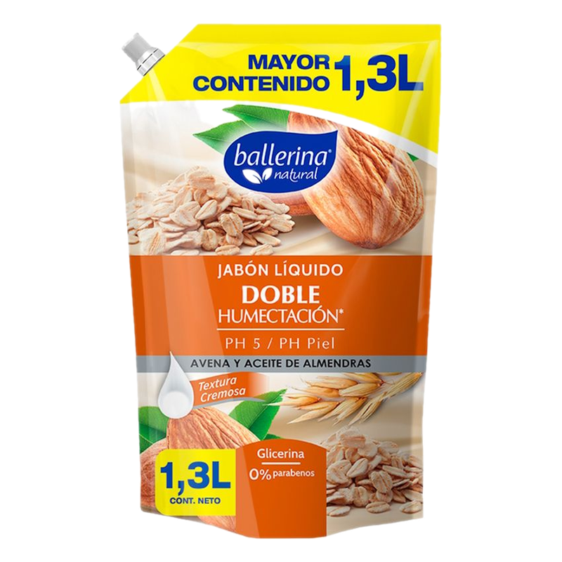 Jabón Líquido Ballerina Avena Y Aceite De Almendras 1.3 L