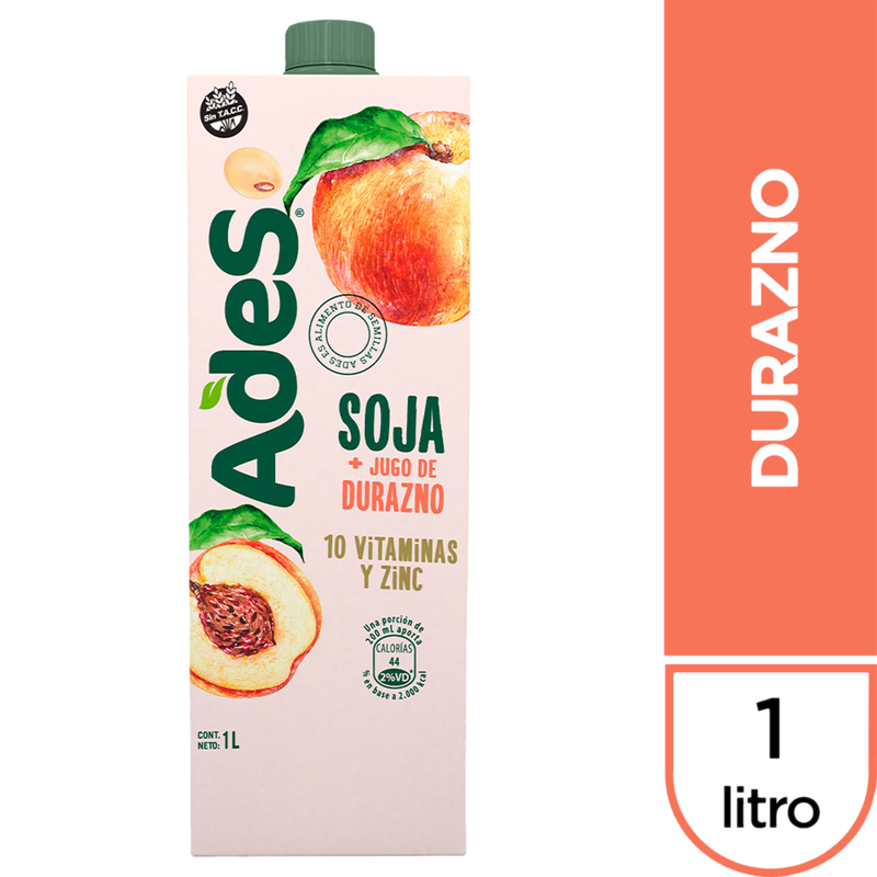 Jugo Ades Durazno 1 L .