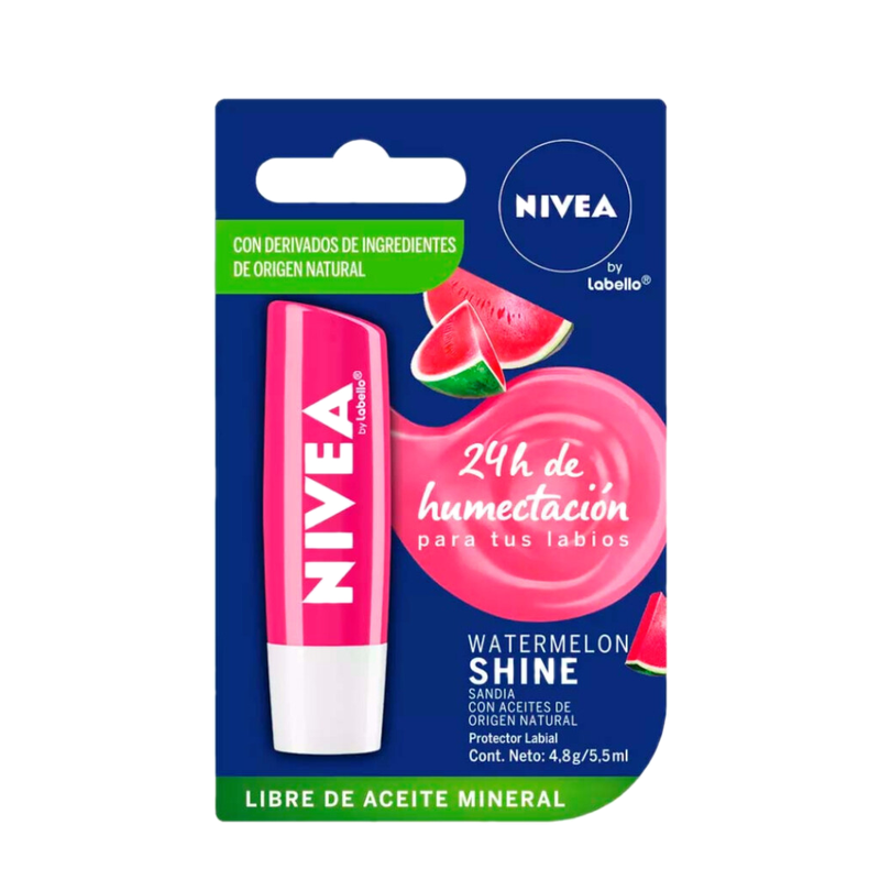 Protector De Labios Nivea By Labello Lip Care Watermelon Shine 4.8 G