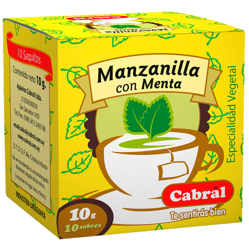 Té Cabral Manzanilla Con Menta 10 Unidades